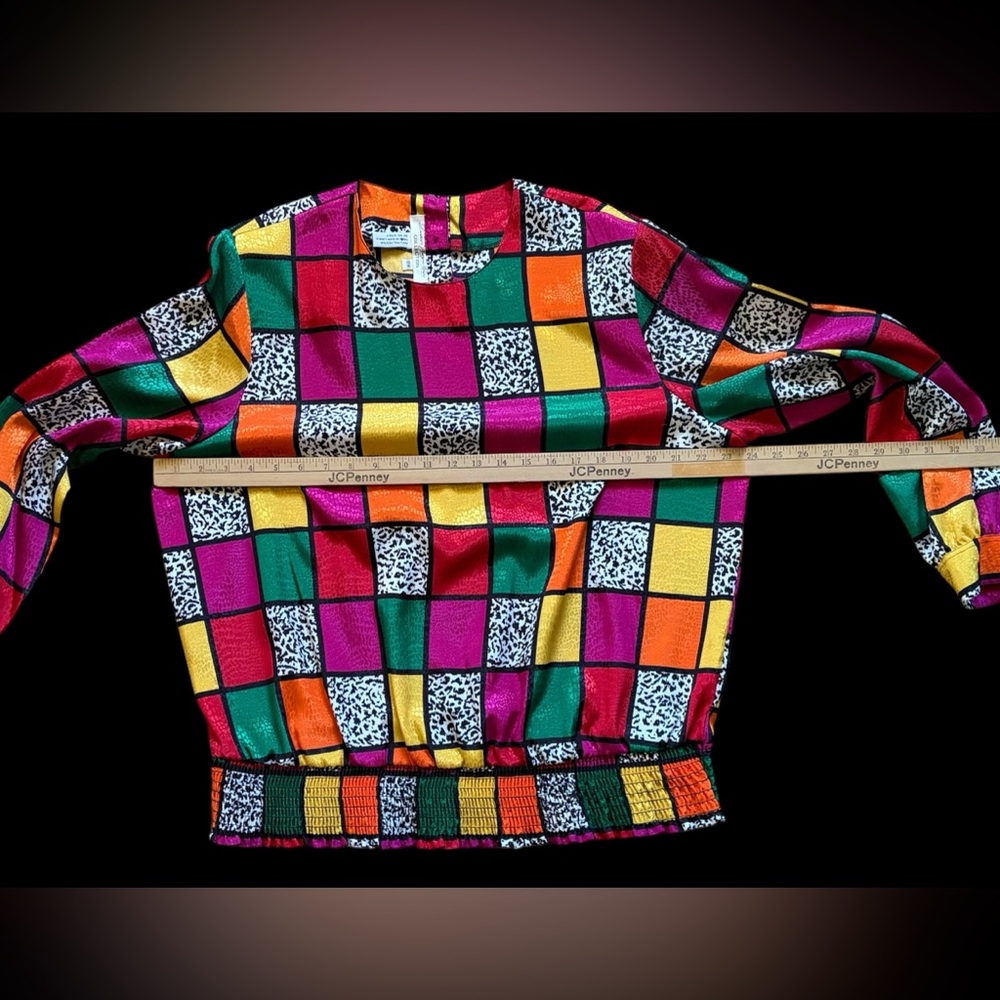 90βs Colorblock Checker Blouse - Multicolor - Picture 2 of 13